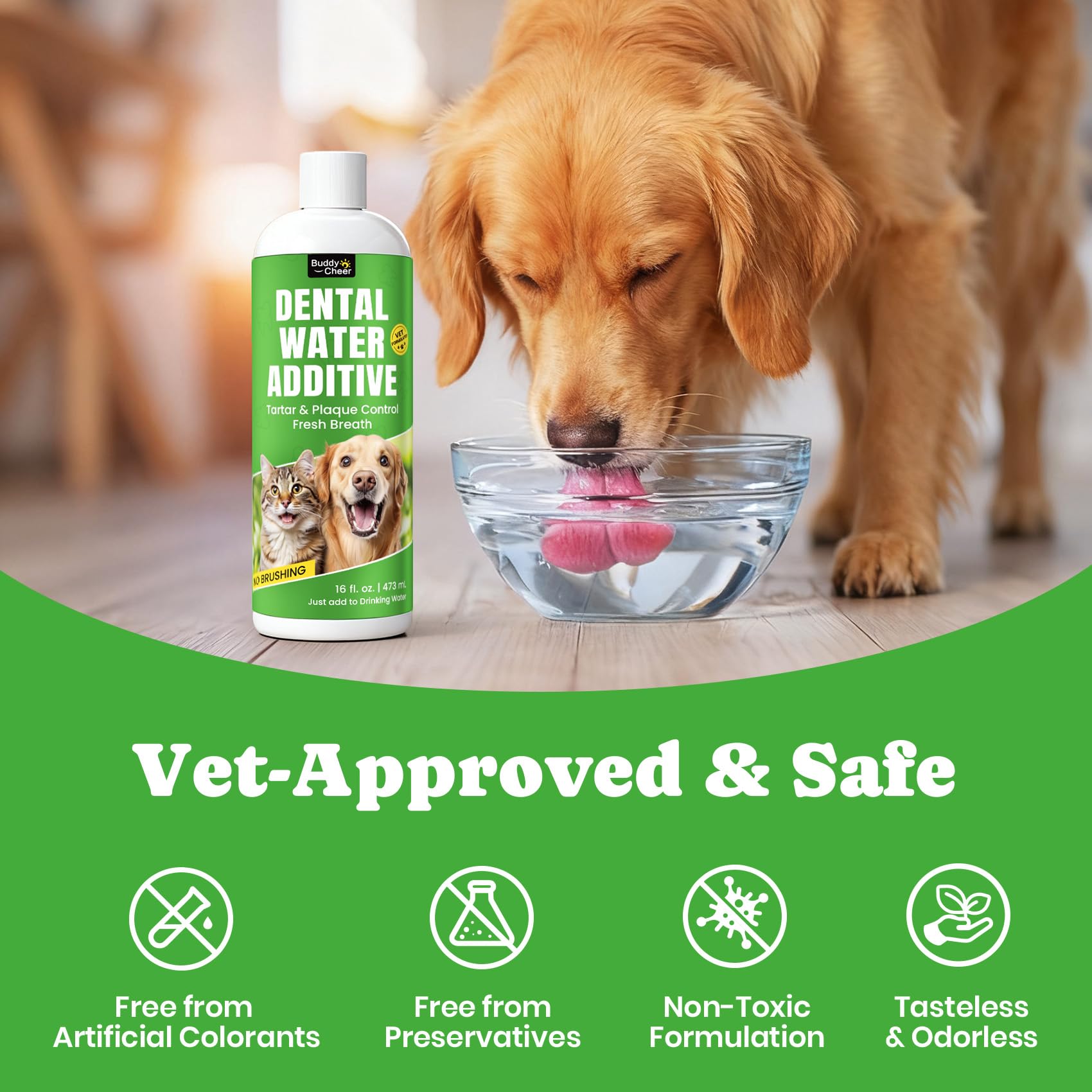 Dog Breath Freshener – Enzymatic Dog Dental Water Additive for Teeth Claning – Freshens Breath & Reduces Tartar – Easy Mouthwash Cleaner for Teeth & Gums – No Brushing Needed, Uncented, 16oz - image 6