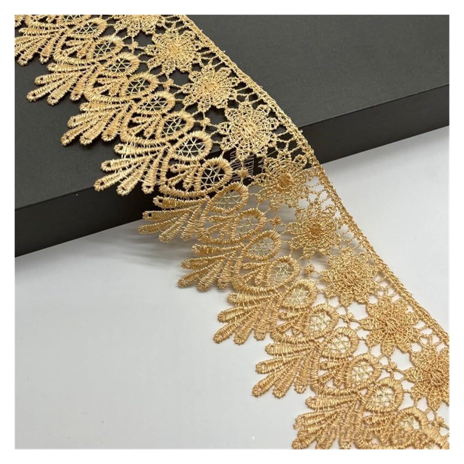 Koronkowa taśma ozdobna, Crochet Floral Lace Trim Ribbon 15 yards 8 cm Multicolor(Coffee)