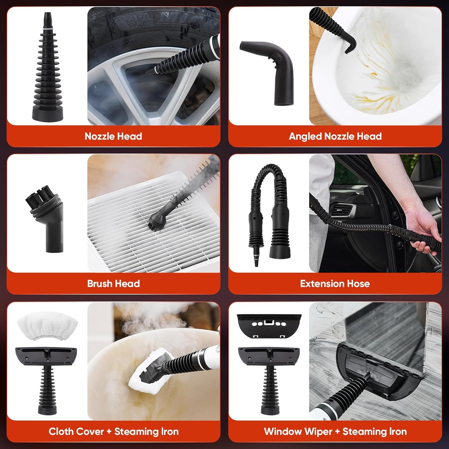 Steam Disinfection Cleaner, Handheld Pressurized Natural Steam Cleaner with 9 PCS Accessories, Portable Multi-Surface Steamer for Cleaning Home Kitchen Floor, Upholstery, Tile Grout & Car
