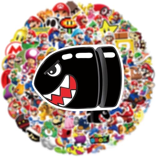 Miniatura 8 de 100 calcomanías de Super Mario, regalos de dibujos animados de Mario Bros para Kdis, calcomanías de vinilo impermeables para laptop de adolescentes,