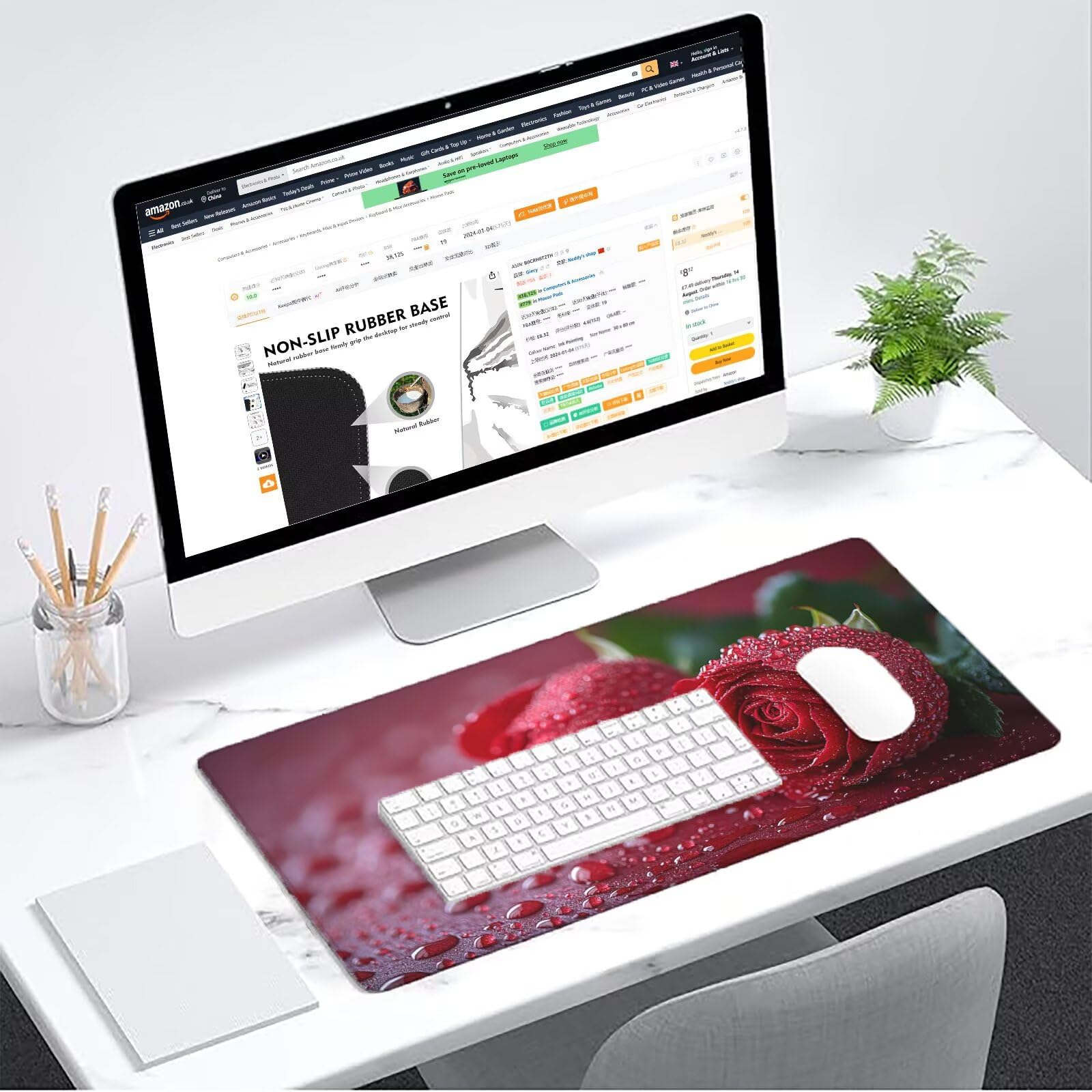 Podkładka pod mysz bordowa XXL 1600 x 800 mm mata biurkowa różowa podkładka pod mysz jednoczęściowa antypoślizgowa gumowa podstawa zszyte krawędzie wodoodporna antypoślizgowa podkładka pod mysz do