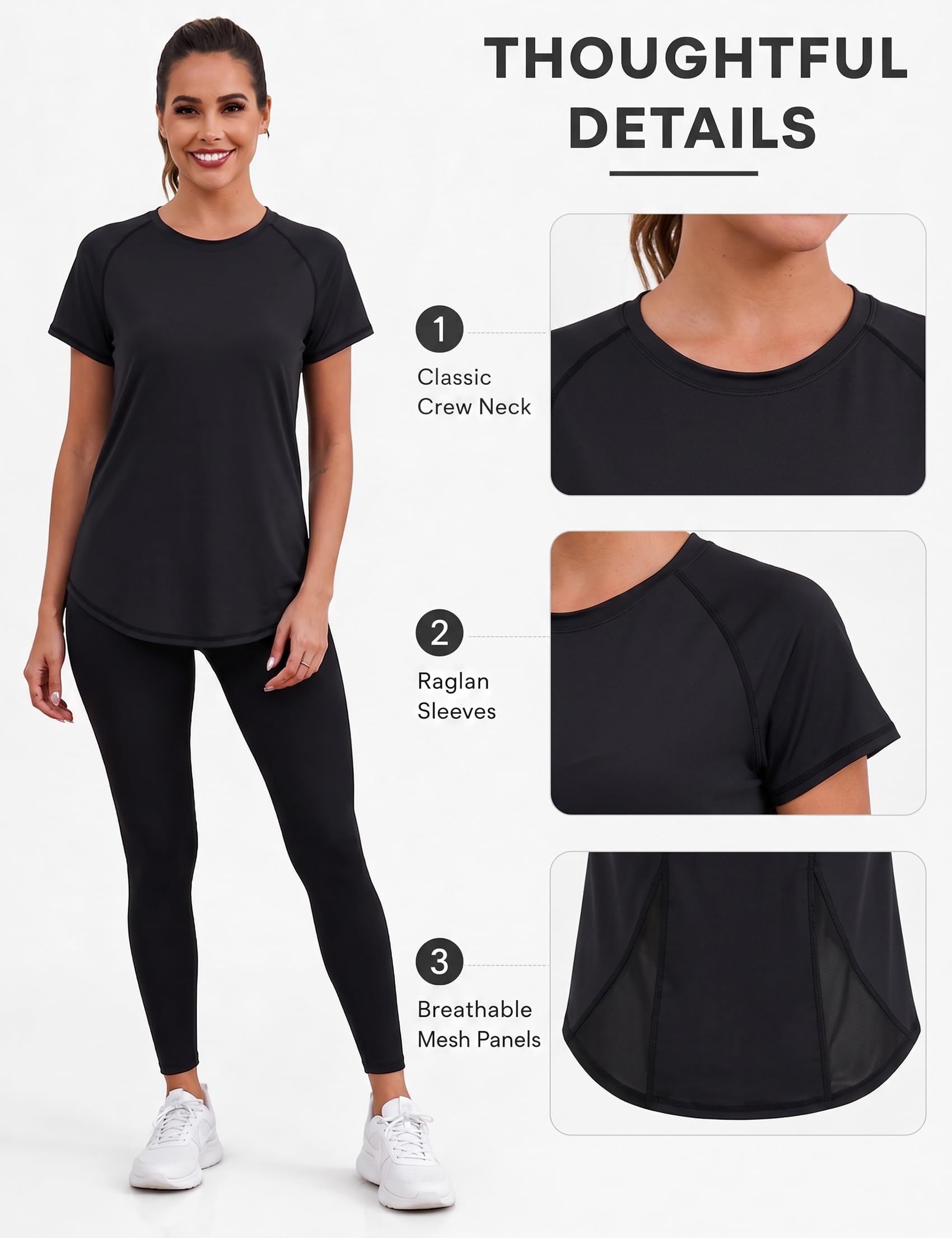Terecey Camiseta Deportiva Mujer Manga Corta con Malla Espalda Camisetas Fitness de Secado Rápido para Entrenamiento Running y Ocio en Gimnasio Exterior y Casa