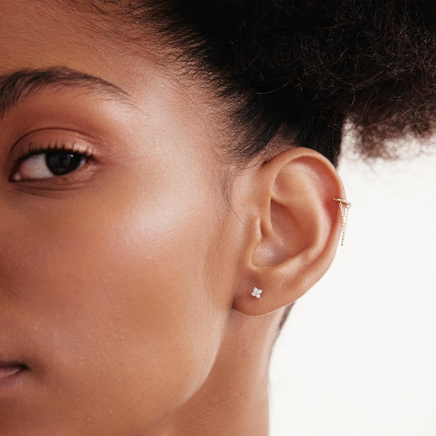 Flat Back Earrings for Women Trendy 14K Gold Plated CZ Studs Dainty Small Flatback Stud Earrings, Hypoallergenic Cartilage Tragus Piercing Screw Back Earrings Gold Jewelry Christmas Gift for Her - Image 2