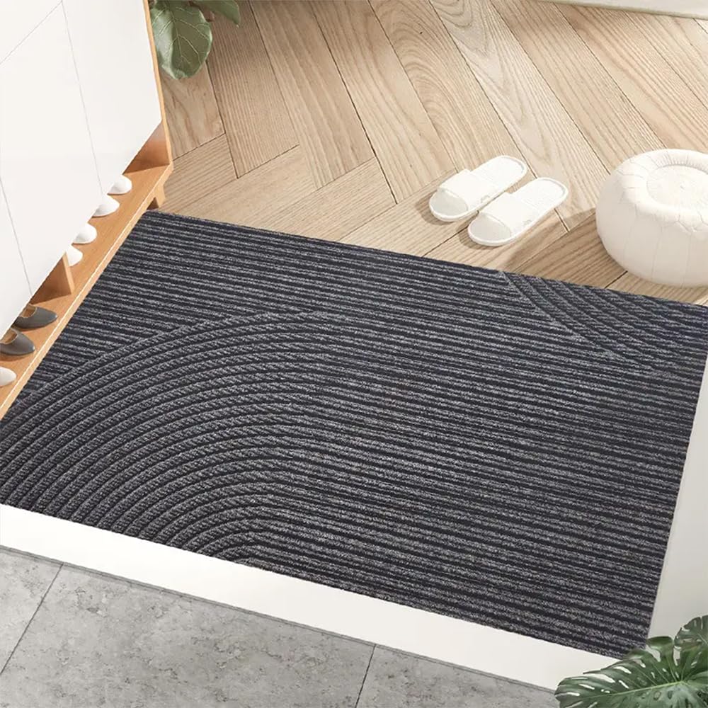Door mat, 【75 * 45CM】indoor and outdoor doormat, non-slip durable welcome mat for home entrance, outdoor entrance, patio, floor.(Gray)