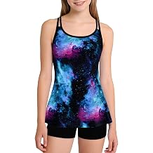 Tankini Swimsuits for Girls Flowy Tank Tops with Shorts 2 Piece Bathing Suits for Teens Girl 7-18 Years