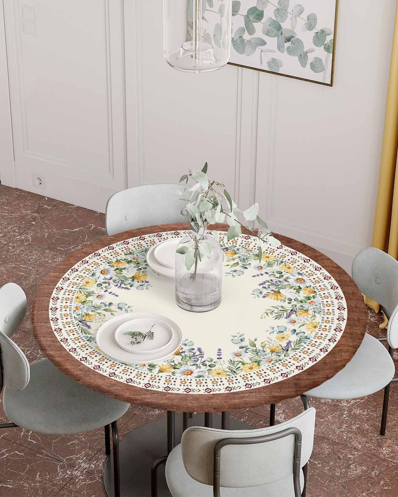 Nappe Ronde Ethnique Bohème élastique Avec élastique Pour