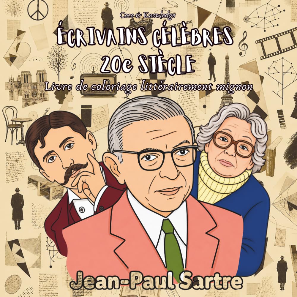 Écrivains Célèbres du 20e Siècle — Livre de coloriage pour enfant: 40 illustrations à colorier : 20 portraits d'auteurs et 20 œuvres emblématiques ... coloriage - Écrivains célèbres - Dès 6 ans)