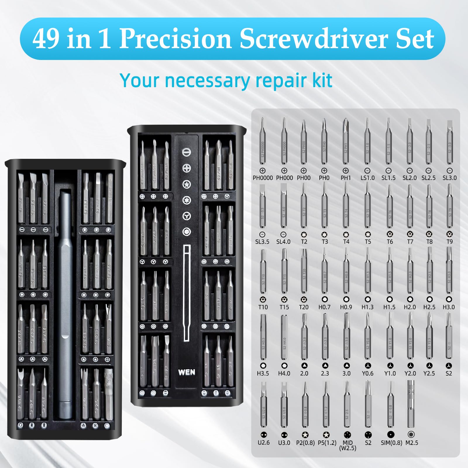 CYZBL 49 in 1 Mini Precision Screwdriver Set, The Ultimate Electronic Repair Tool Kit, 48 Preicison Bits for Computer Ipad - Image 2