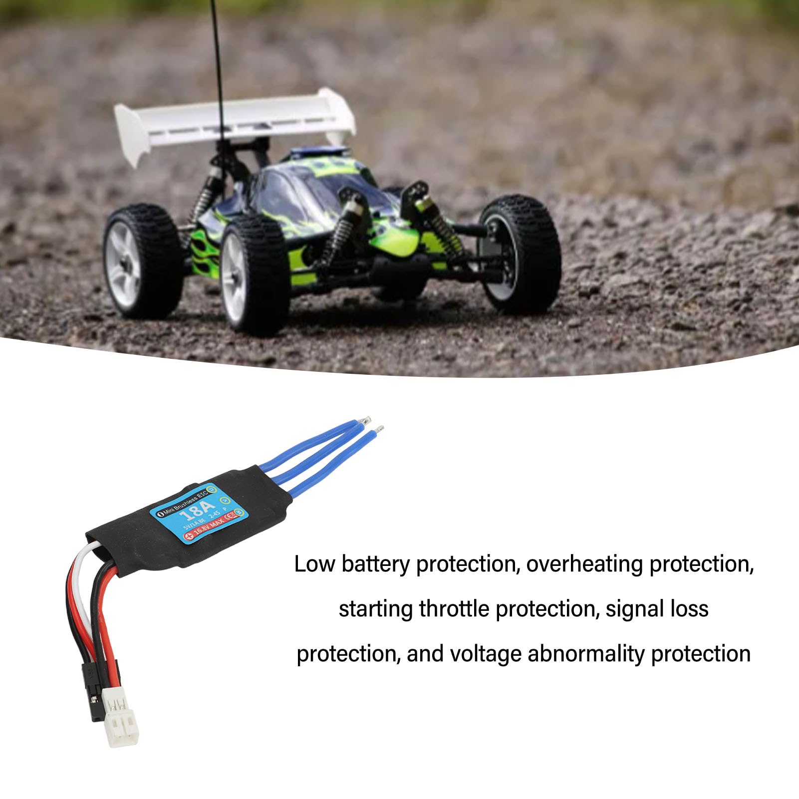 18A Brushless ESC Speed Controller – Mini PCB For WLtoys RC Cars, Replacement Electric Speed Control With Low Voltage Protection - View #2