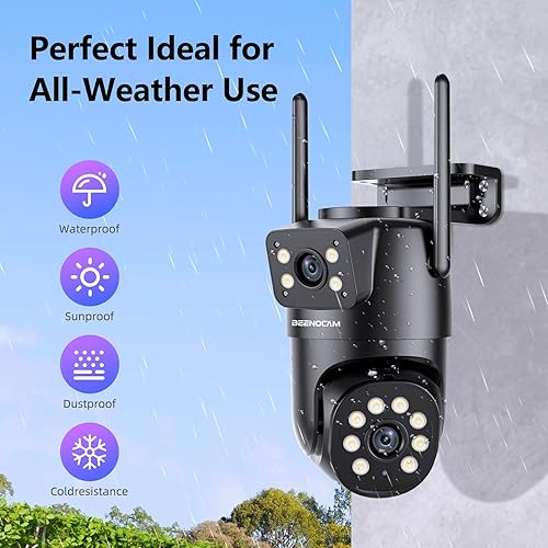 Miniatura 8 de Cámaras de seguridad 2K para exteriores de doble lente, cámaras de visión panorámica de 360 para seguridad del hogar, cámara WiFi para el hogar de
