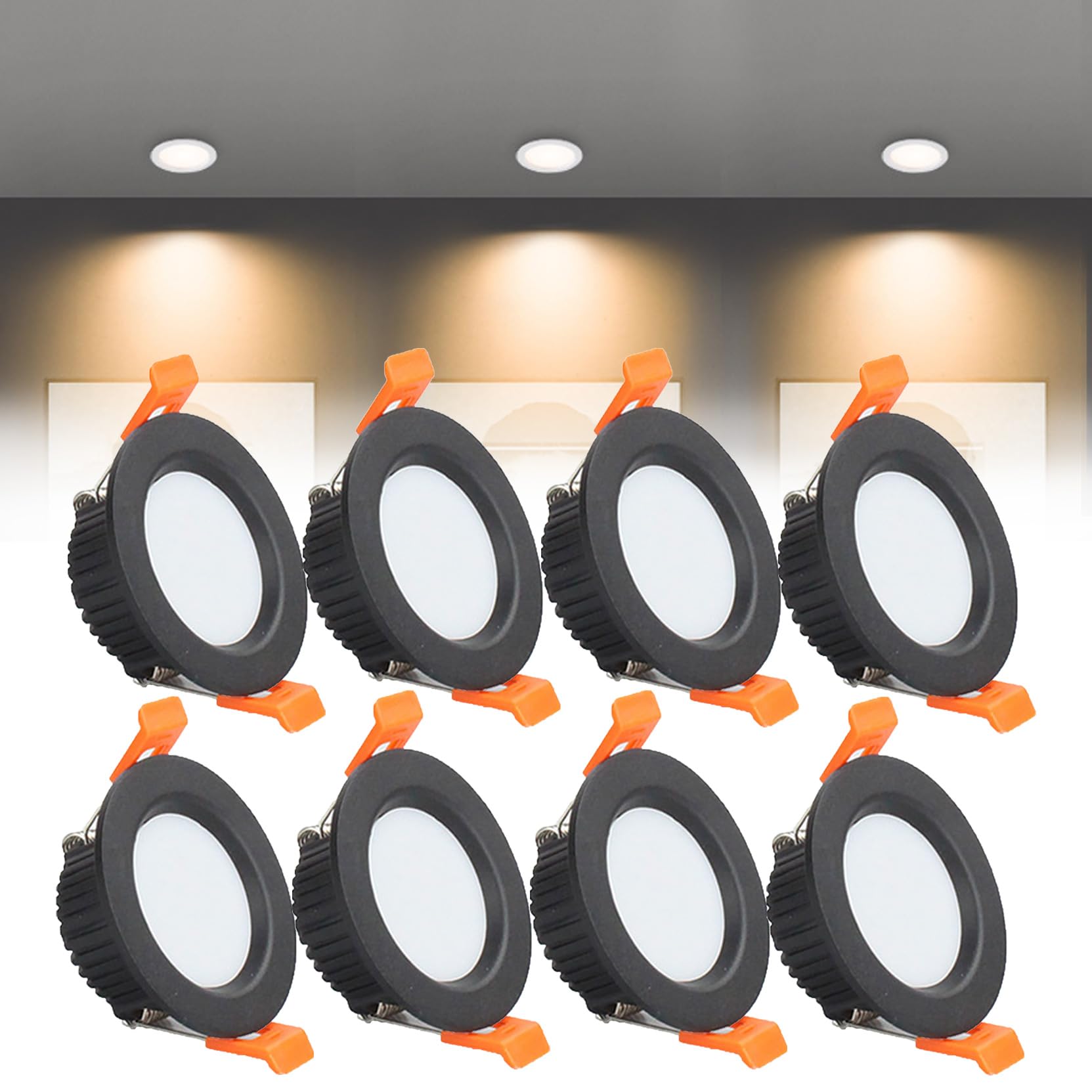 Syibelters 5W LED Recessed Ceiling Lights 100mm, Warm White 3000K 5W 240LM, Cut Φ70-75mm, AC110-240V Ultra Slim Downlights, LED Panel Light for Living Room Hallway, 8 Pack