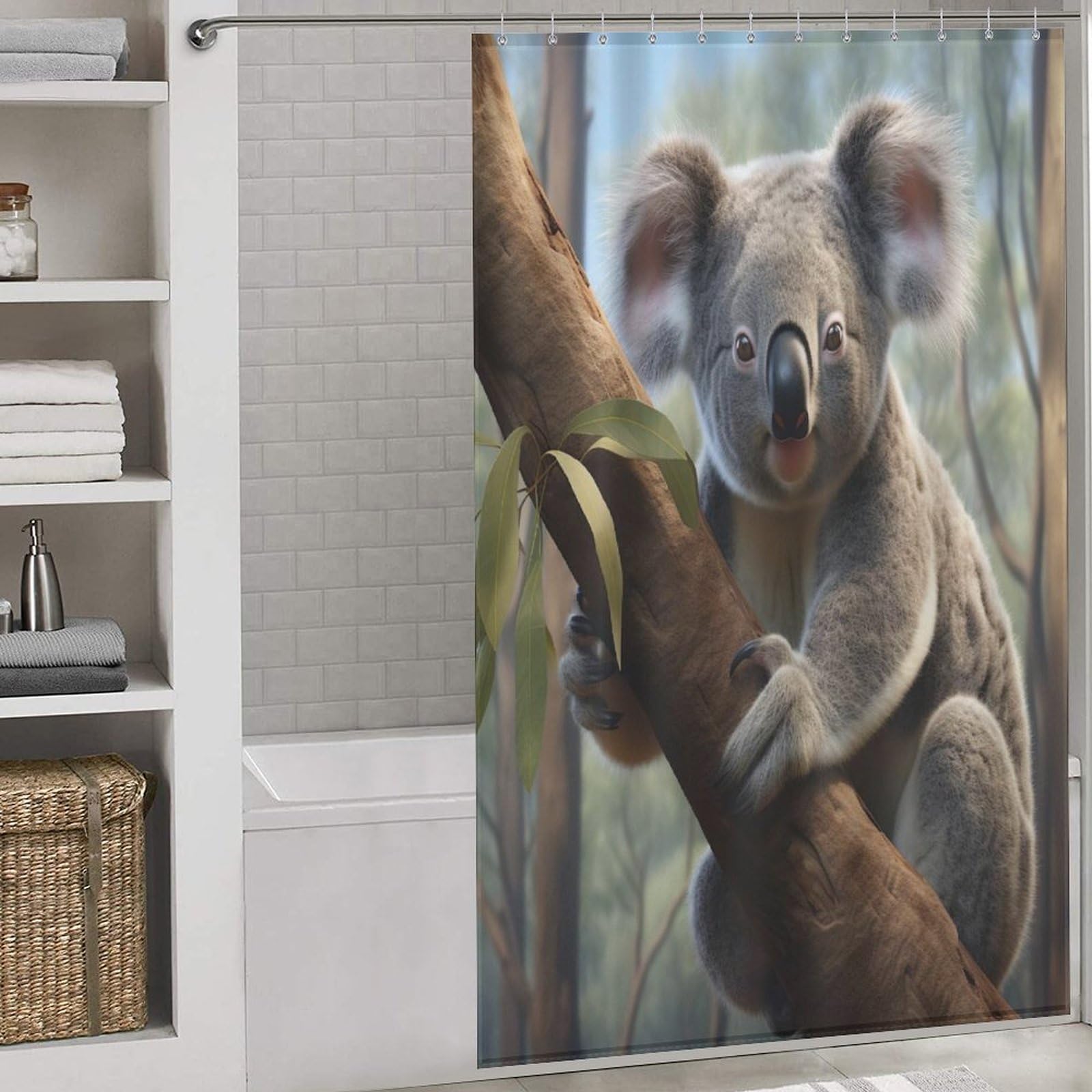 Rideau de douche anti moisissure lavable motif koala pour baignoire familiale