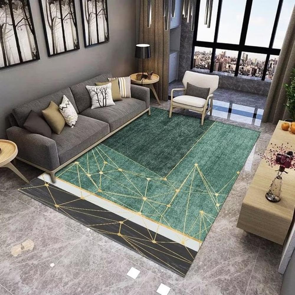 Tapis de luxe léger vert en flanelle 140 x 200 cm pour décoration de salon moderne
