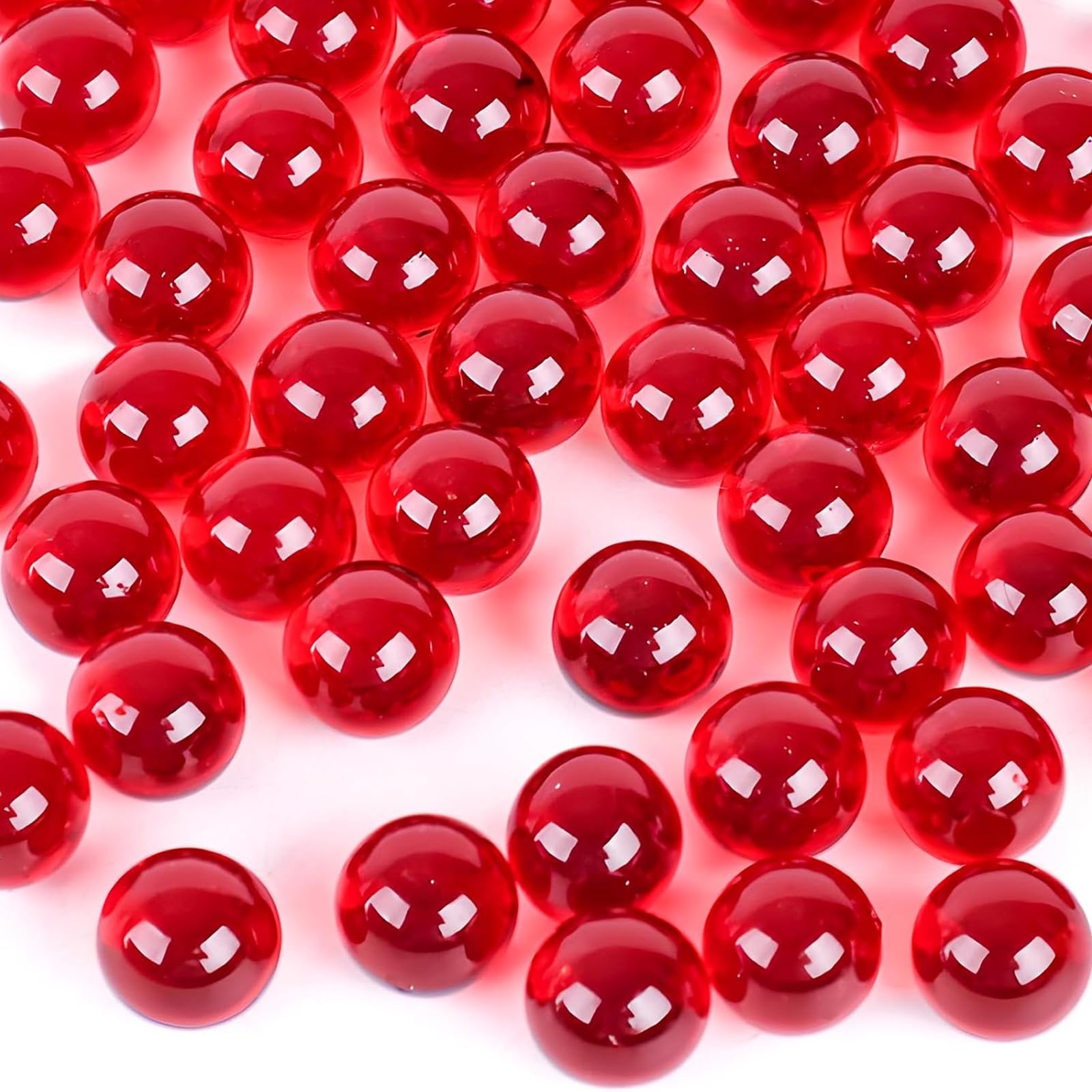 DomeStar 1LB Glass Marbles Bulk, Marbles for Vases 0.63 Inch Vase Fillers Red Glass Beads for Home Décor