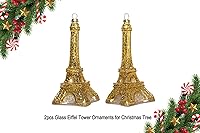 Vista 3 de Adorno de Navidad de la Torre Eiffel de París, 2 unidades, adornos de cristal soplado para árbol de Navidad