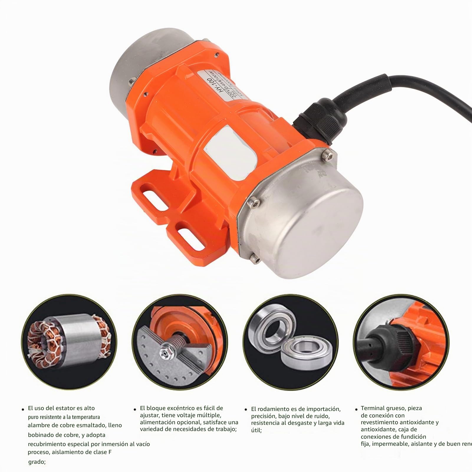 Motor Vibratorio con Carcasa de Aluminio de 220 V, 3600 RPM, Vibración Monofásica IP66, Hormigón Asíncrono Impermeable L Handlin S Caja de Aleación de Aluminio 3000 RPM para Mesa
