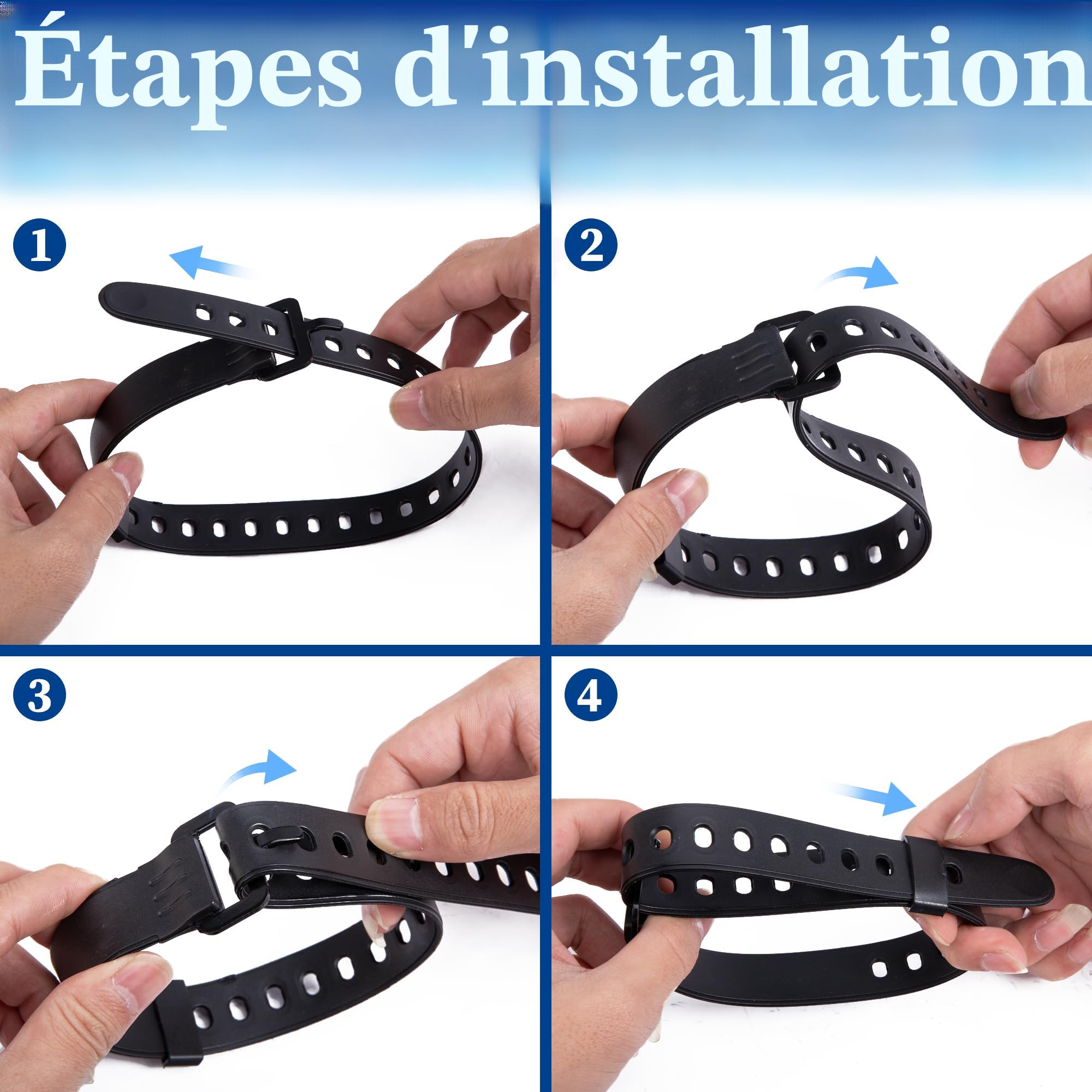 Lot De 4 Sangles Raquettes à Neige 48x2 Cm – Réglables TPU, Fixation Snowboard Ski Enfants Adultes Sangles Boucle Facile Lot De 4 Sangles Raquettes à Neige 48x2 Cm – Réglables TPU, Fixation Snowboard Ski Enfants Adultes Sangles Boucle Facile