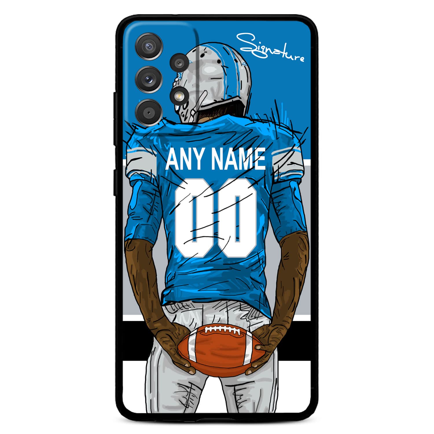 VNGDA Custom Name & Number Phone Case for Samsung Galaxy S25 S24 S23 S22 S21 S20 + Ultre S21 FE S10 S8 S9 Plus，DIY Design Football Playe Liquid