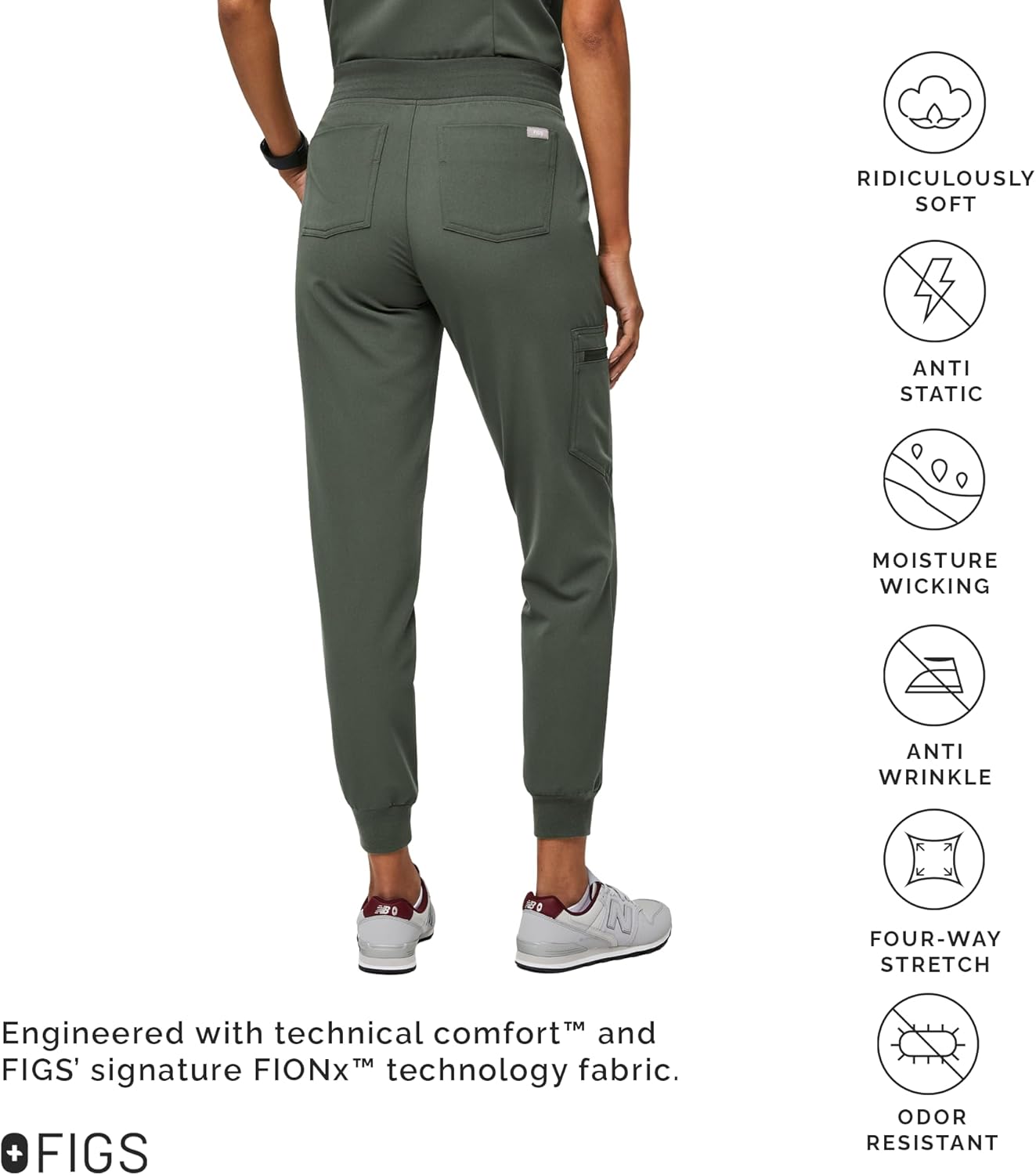 FIGS Zamora Jogger Scrub Pants for Women — Slim Fit, 6 Pockets, Yoga Waistband, Ribbed Ankle Cuffs, Anti-Wrinkle - Image 4