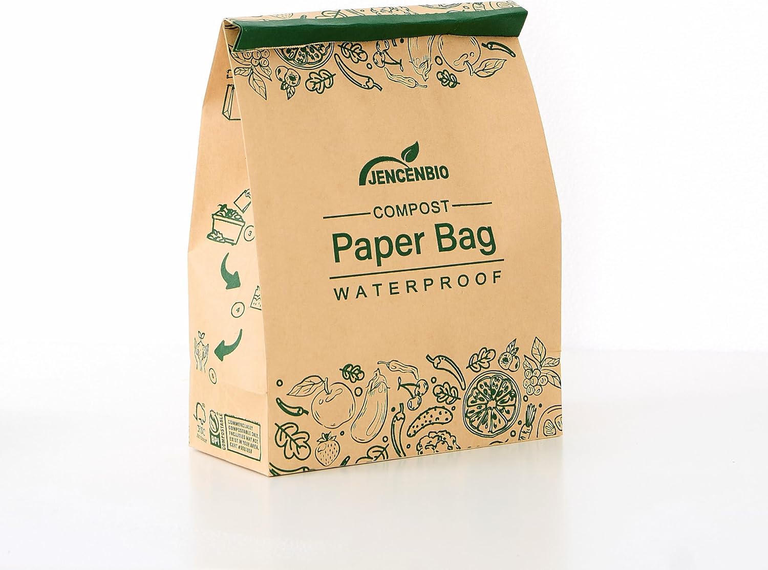 Compostable Paper Bag Leakproof Kitchen Food Waste Bag 35 Bags Waterproof Bin Liner with BPI Certified
