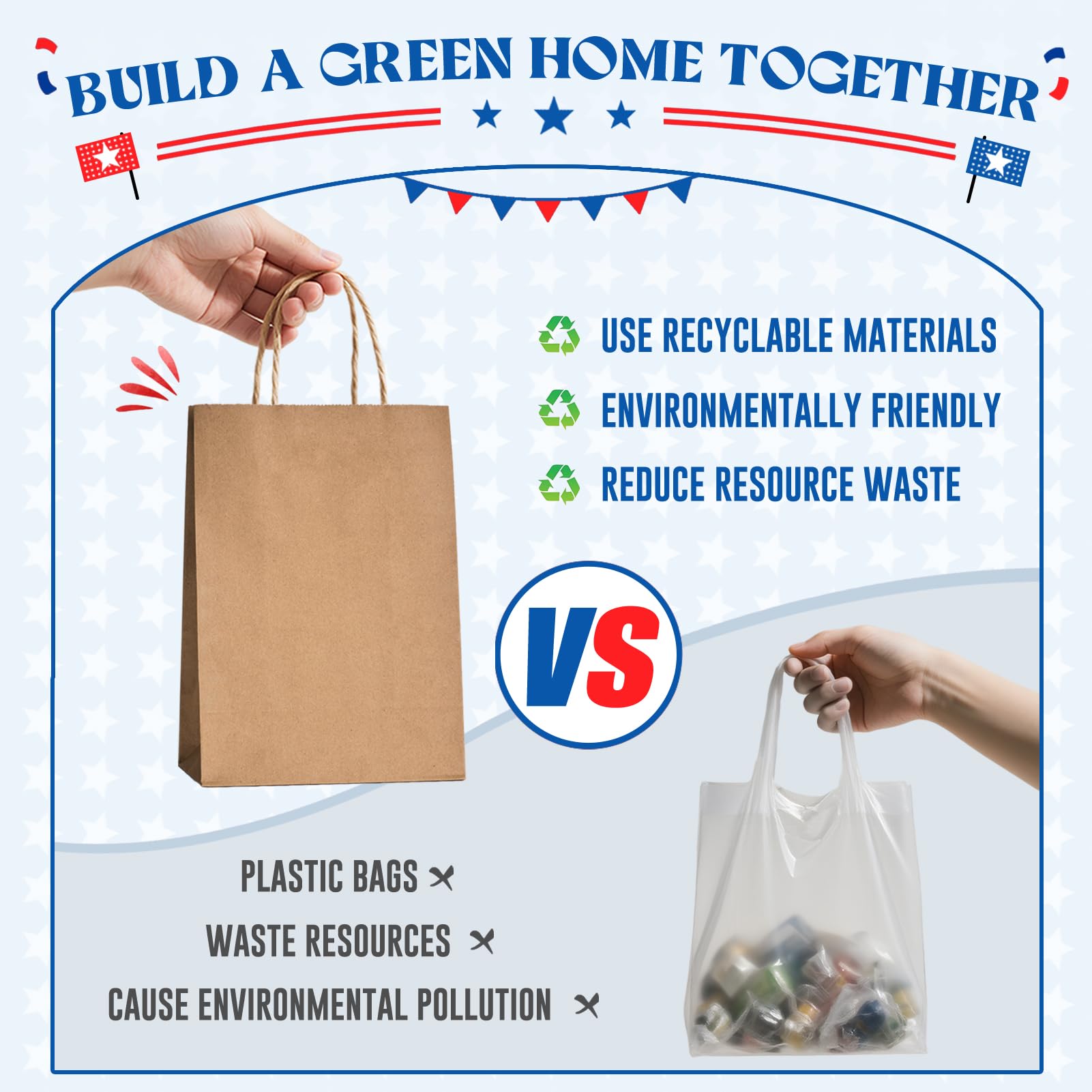 MESHA Brown Paper Bags 8x4.25x10.5 Inch 20Pcs, Paper Bags with Handles, Sturdy Brown Gift Bags for Retail, Birthday Party Favors, Shopping, Small Business (Made in USA)