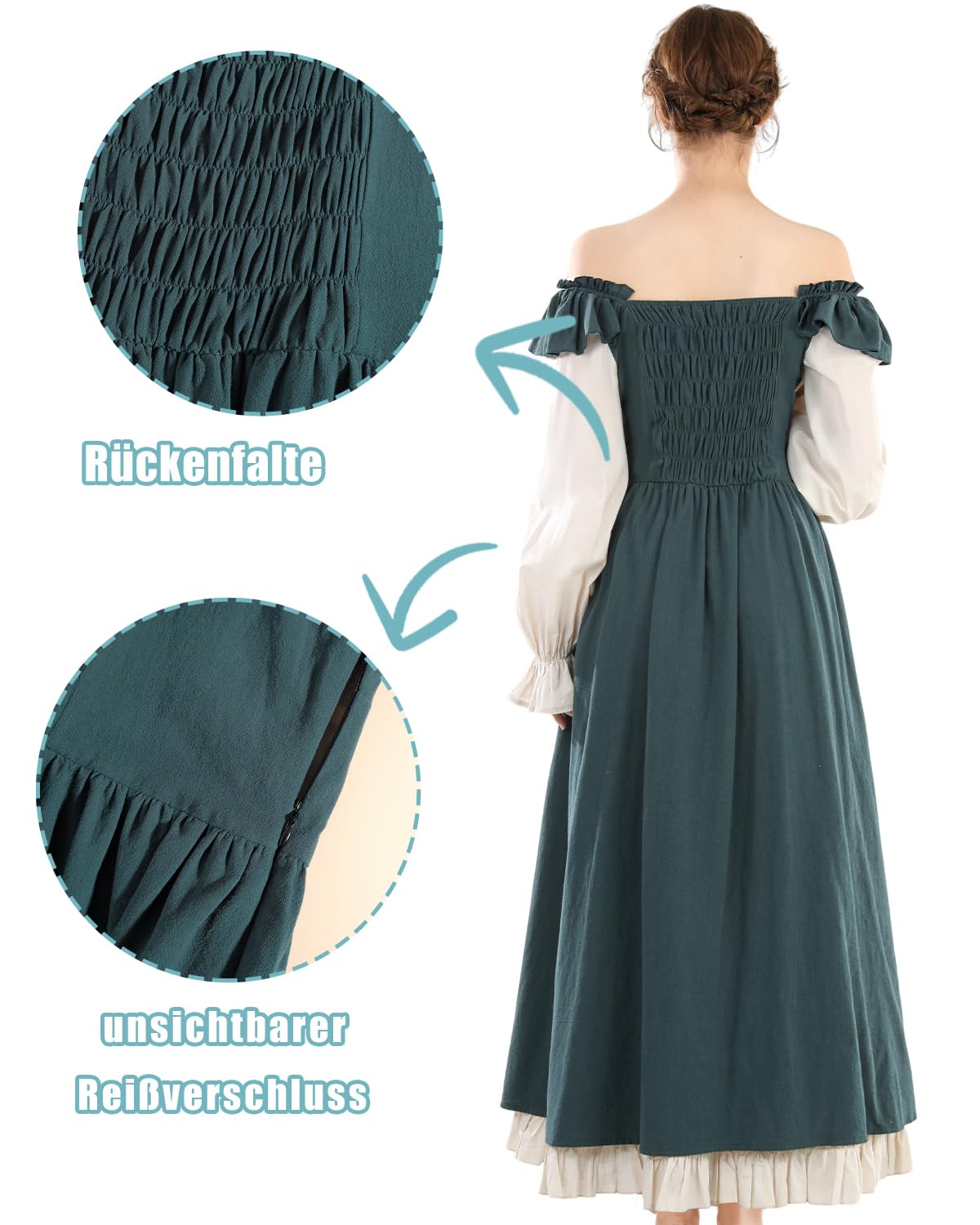 CR ROLECOS Vestido medieval para mujer, vestido renacentista, vestido de fiesta retro, disfraz victoriano, para Halloween, carnaval, disfraz
