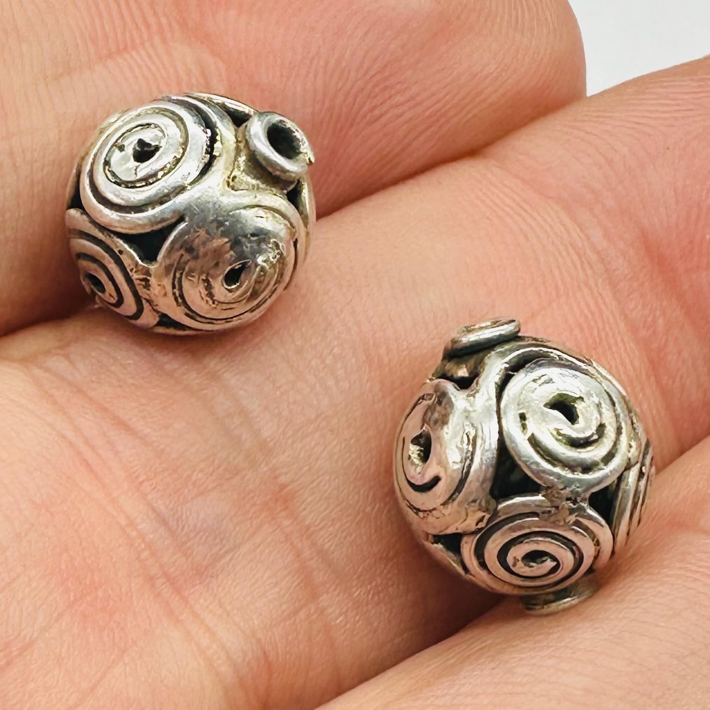 Hand Made Sterling Silver Celtic Life Spiral Triskillion Beads|12 x 11 mm|2 Beads| for Jewelry Making
