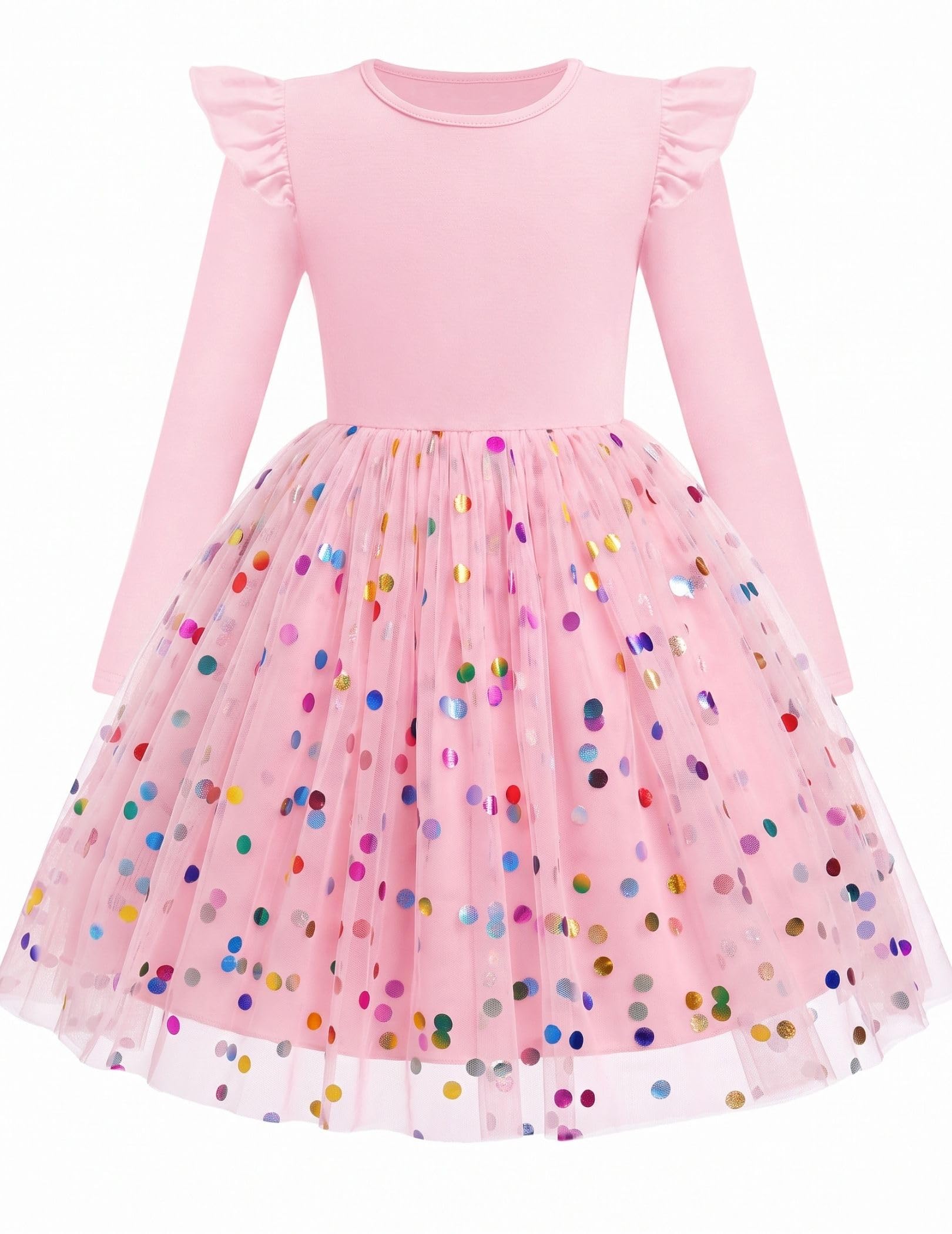Arshiner Toddler Girls Long Dresses Sleeve Ruffle Winter Holiday Dress 2-6Y