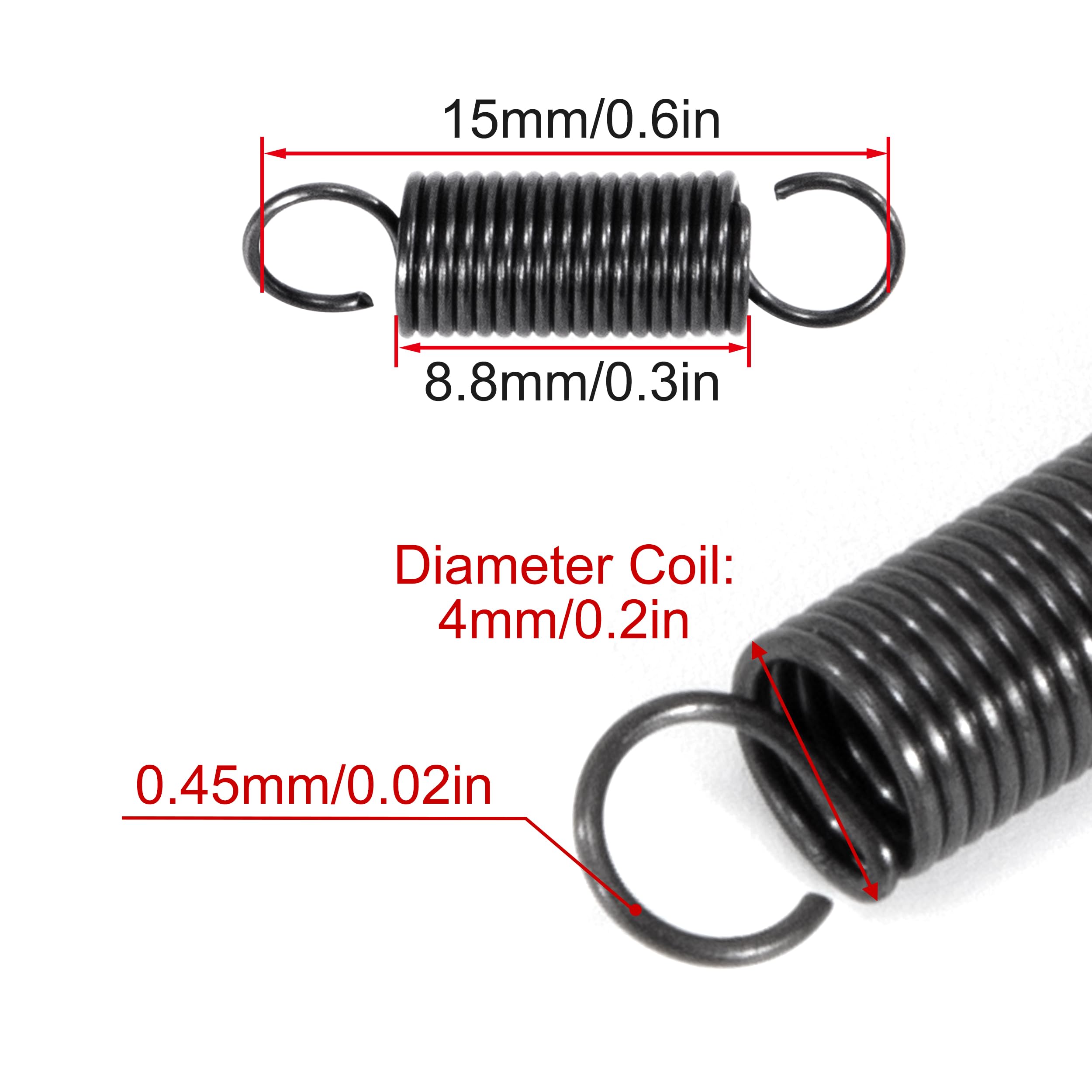 Molle A Trazione Doppio Gancio 150 Mm - Filo Pianoforte 1.6 Mm, Diametro 16 Mm, Carico 4.4 Kg, 4 Pezzi