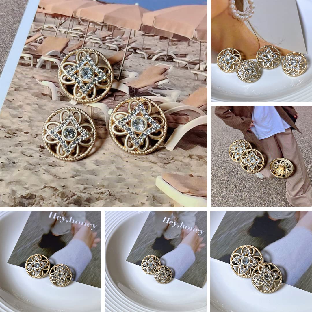 Amazon.com: Button, 6 Pcs Gold 3D Flower Shank Button Rhinestones