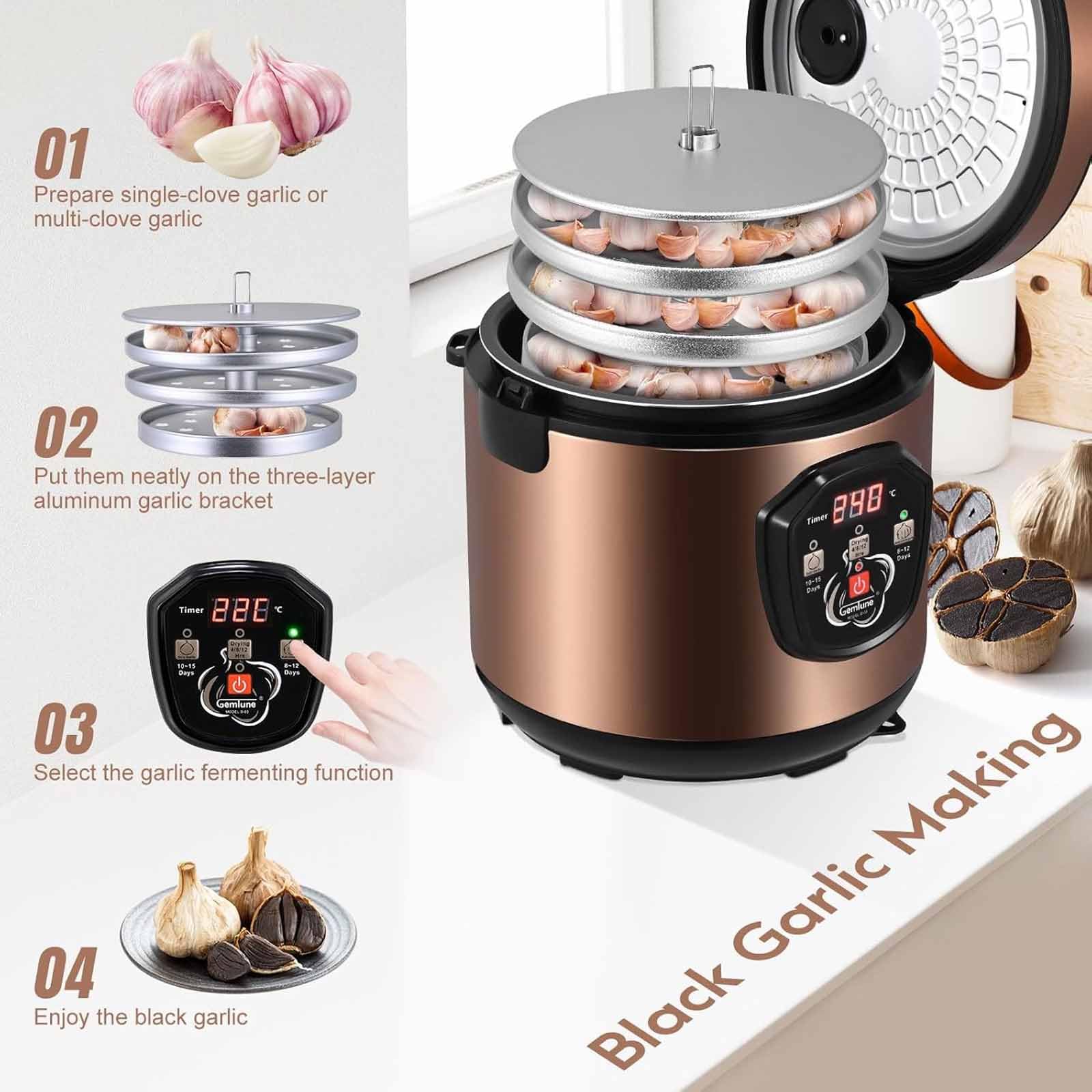 Fermentador de ajo negro, máquina de fermentación eléctrica de 5 litros, alta eficiencia, fácil de limpiar, respetuoso con el medio ambiente, resistente a los golpes, uso doméstico