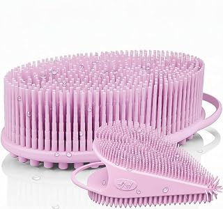 Body Face Scrubber Set Silicone - 2 Pack Shower Brush Facial Cleansing Kit - Avilana Bath Loofah Alternative Complete Skincare System Dual Sided - Gift Set Women Men