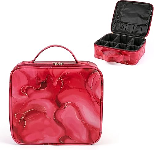 Estuche organizador de maquillaje de viaje, organizador de cosméticos, almacenamiento de herramientas de maquillaje con compartimentos ajustables