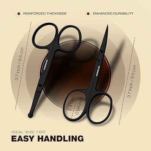 Miniatura 6 de Utopia Care - Tijeras de cabello facial curvadas y redondeadas para hombres, tijeras para bigote, pelo de nariz y barba, uso seguro para cejas,
