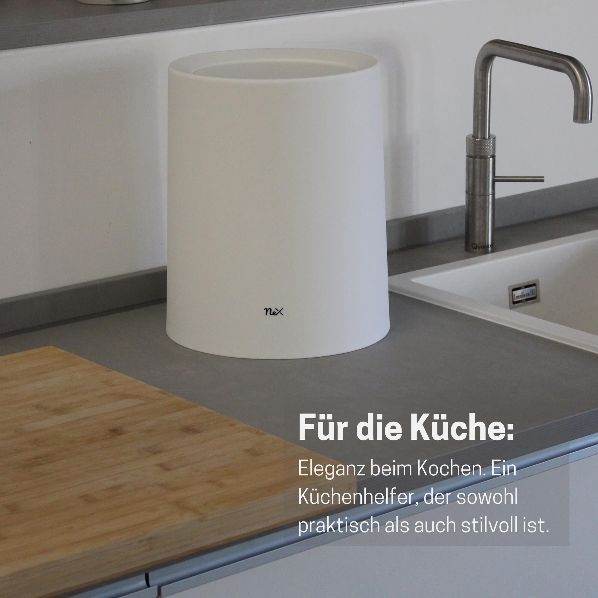 Cestino 12L con coperchio girevole bianco opaco – Versatile cestino per bagno e WC, elegante cestino per ufficio bianco, secchio per cosmetici bianco, in plastica di alta qualità, ideale per bagno e