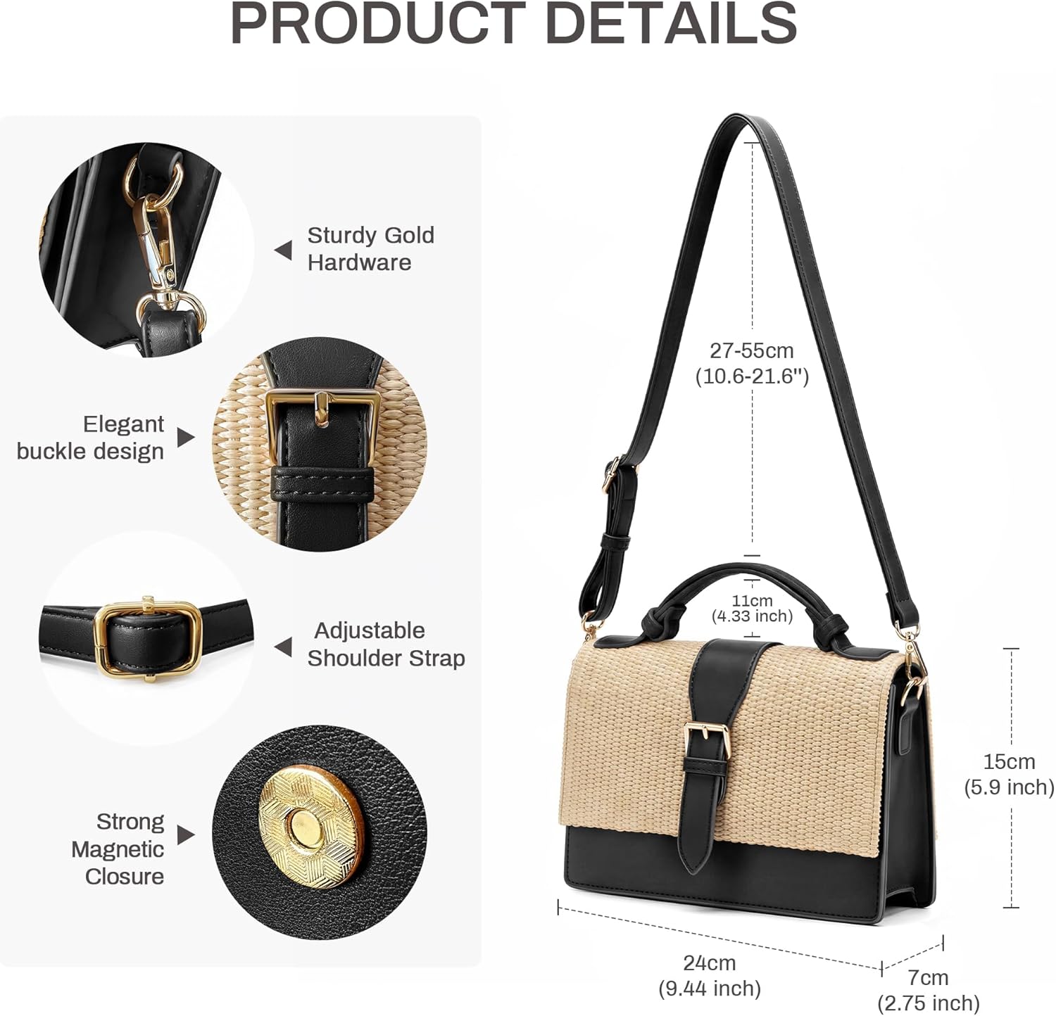 CHUNLI Summer Straw Crossbody Bag for Women Raffia Clutch Boho Shoulder Purse for Beach Vacation Everyday