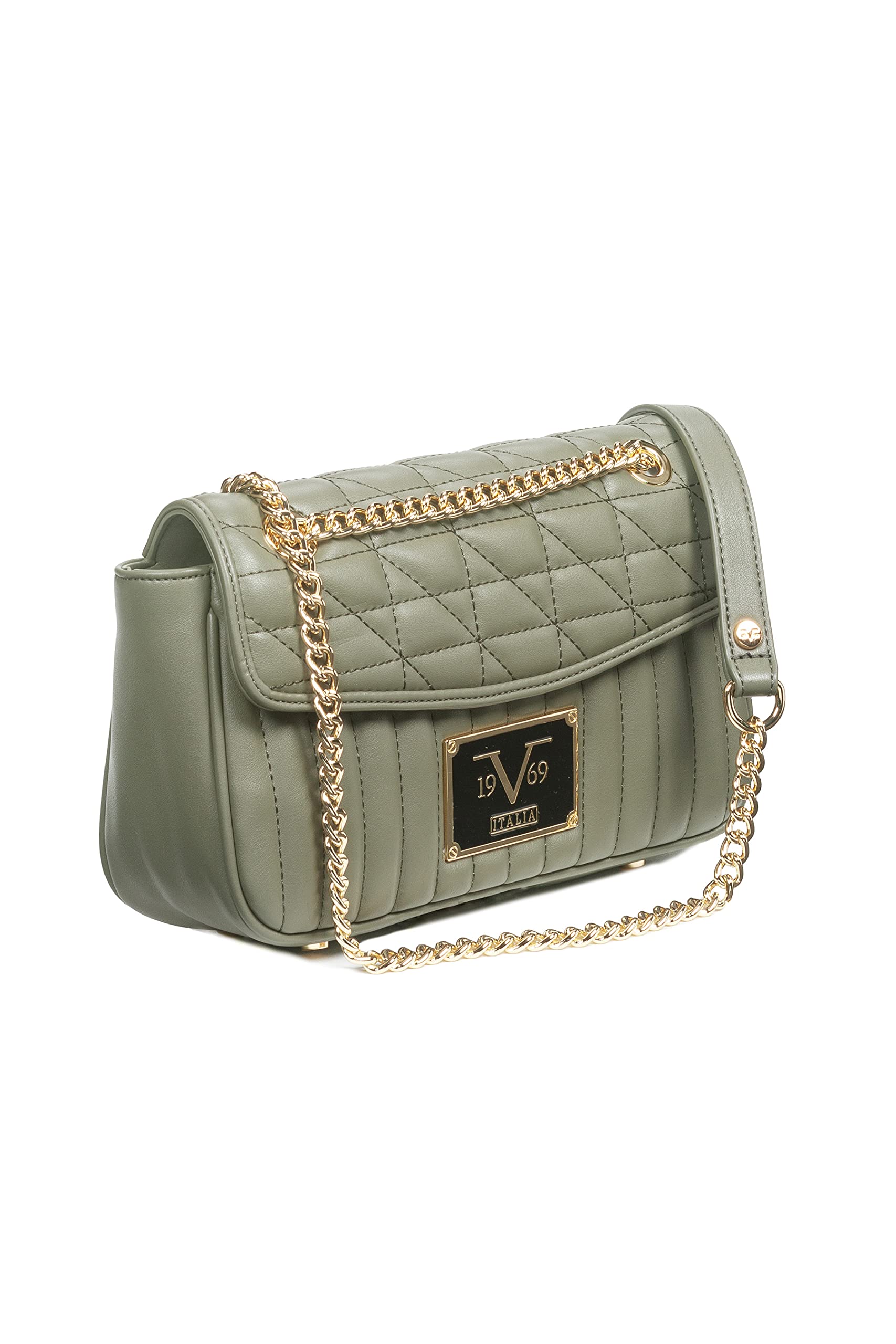 19V69 ITALIA Women's Luliana Silver Shoulder Bag, Taupe, 26 cm x 15 cm x 7 cm