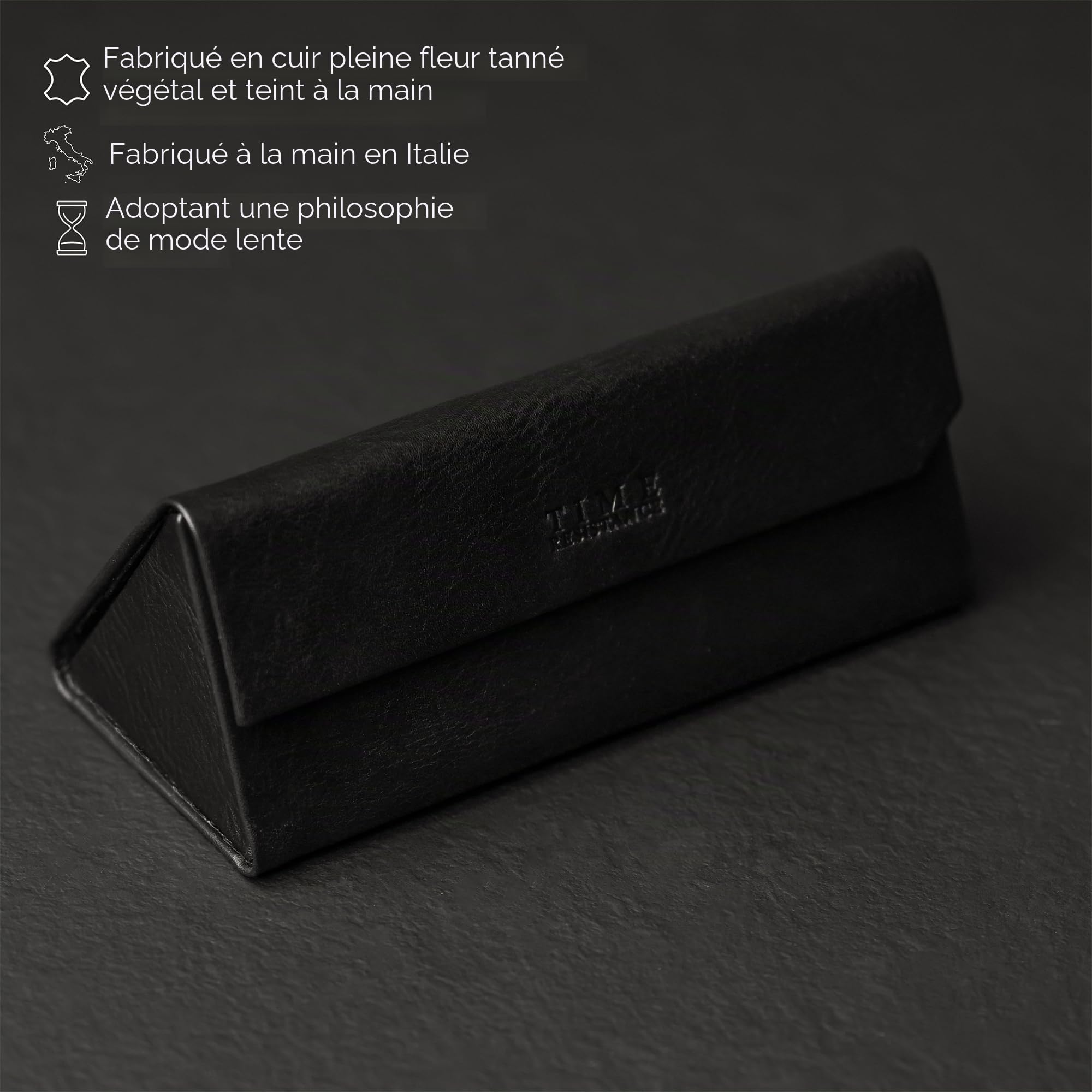 Time Resistance Étui à Lunettes en Cuir – Étui Rigide en Cuir pour Lunettes – Étui à Lunettes de Soleil avec Fermeture Magnétique – Fait Main en Italie