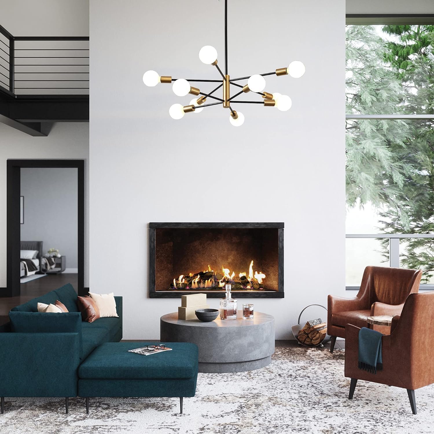 Home Decoration Ceiling -10 Bulb Chandelier Black Golden - Mixed Metal Light - Modern Chandelier - Hanging Lamp - Ceiling Lights - Chandelier Black Golden... 2