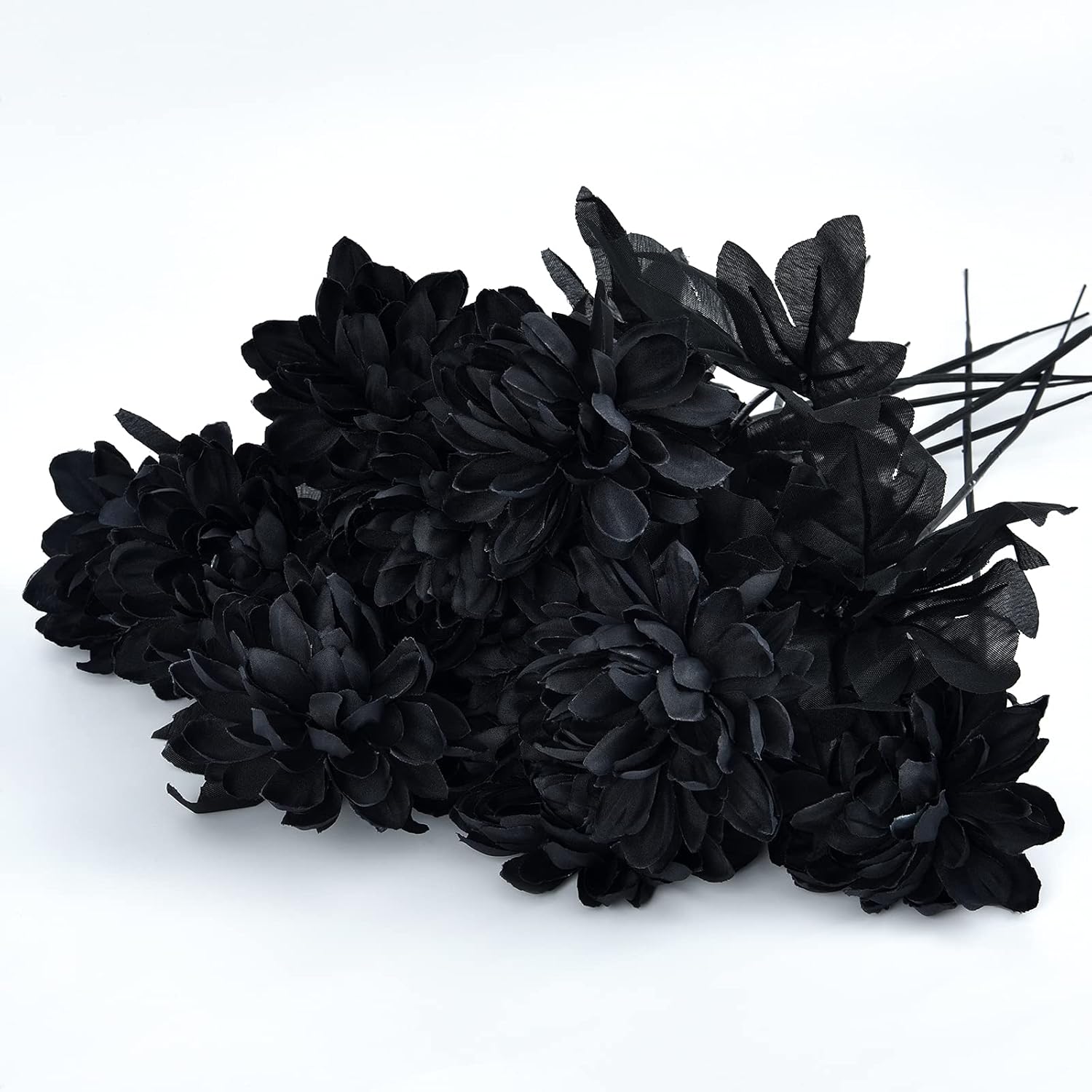 Hamore 10Pcs Dahlia Artificial Flowers Black Artificial
