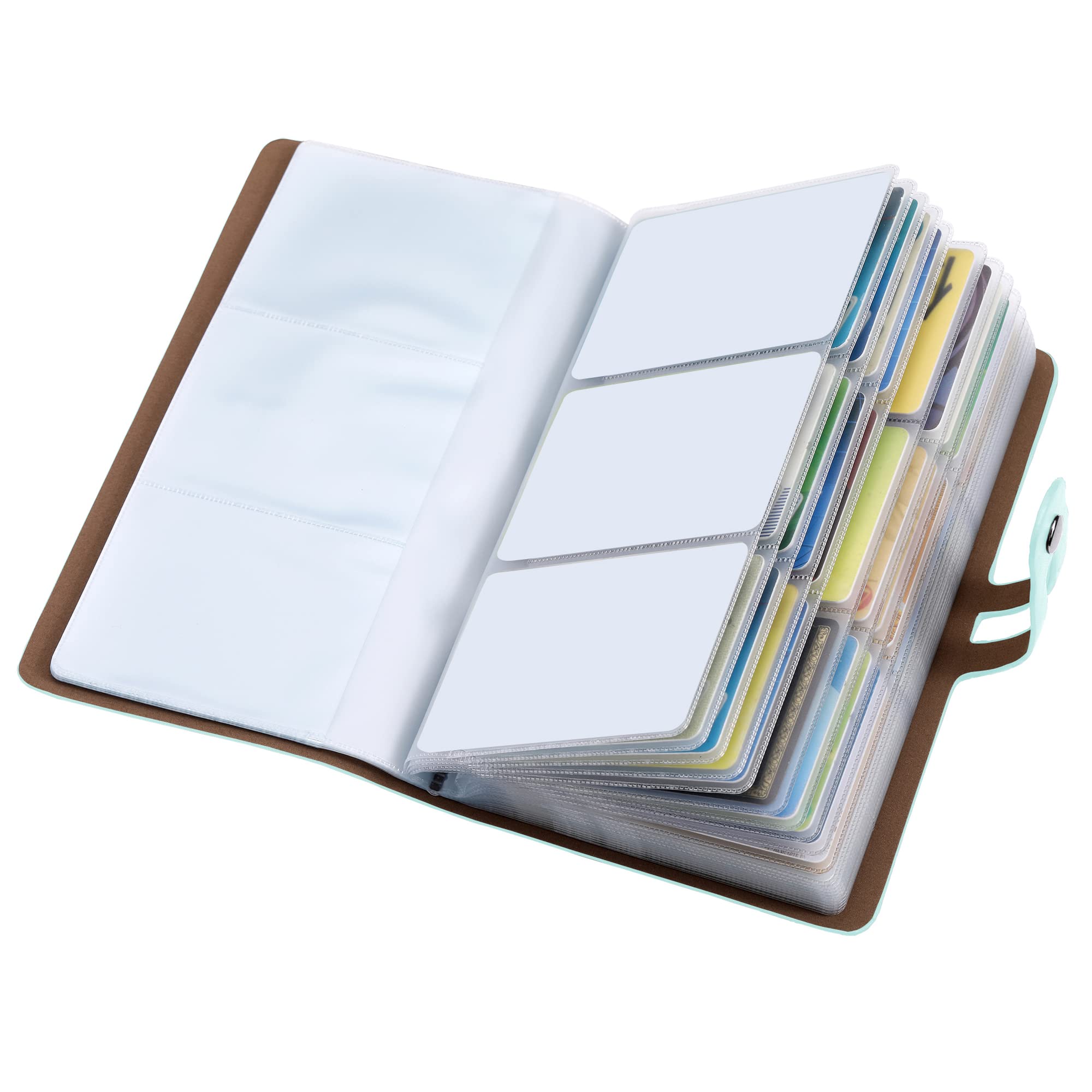 angimiLeather Business Card Organizer, RFID Blocking Credit Card Holder, Professional Business Card Holder and Name Card Book, Credit Card Protector - Holds 96 Cards, Light green