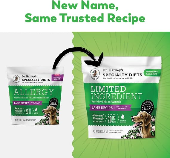 Dr. Harvey's Specialty Diet Limited Ingredient - Grain Free Dog Food for Dogs with Sensitivities - Lamb Recipe (5 Pounds)