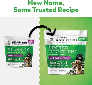 Dr. Harvey's Specialty Diet Limited Ingredient - Grain Free Dog Food for Dogs with Sensitivities - Lamb Recipe (5 Pounds)