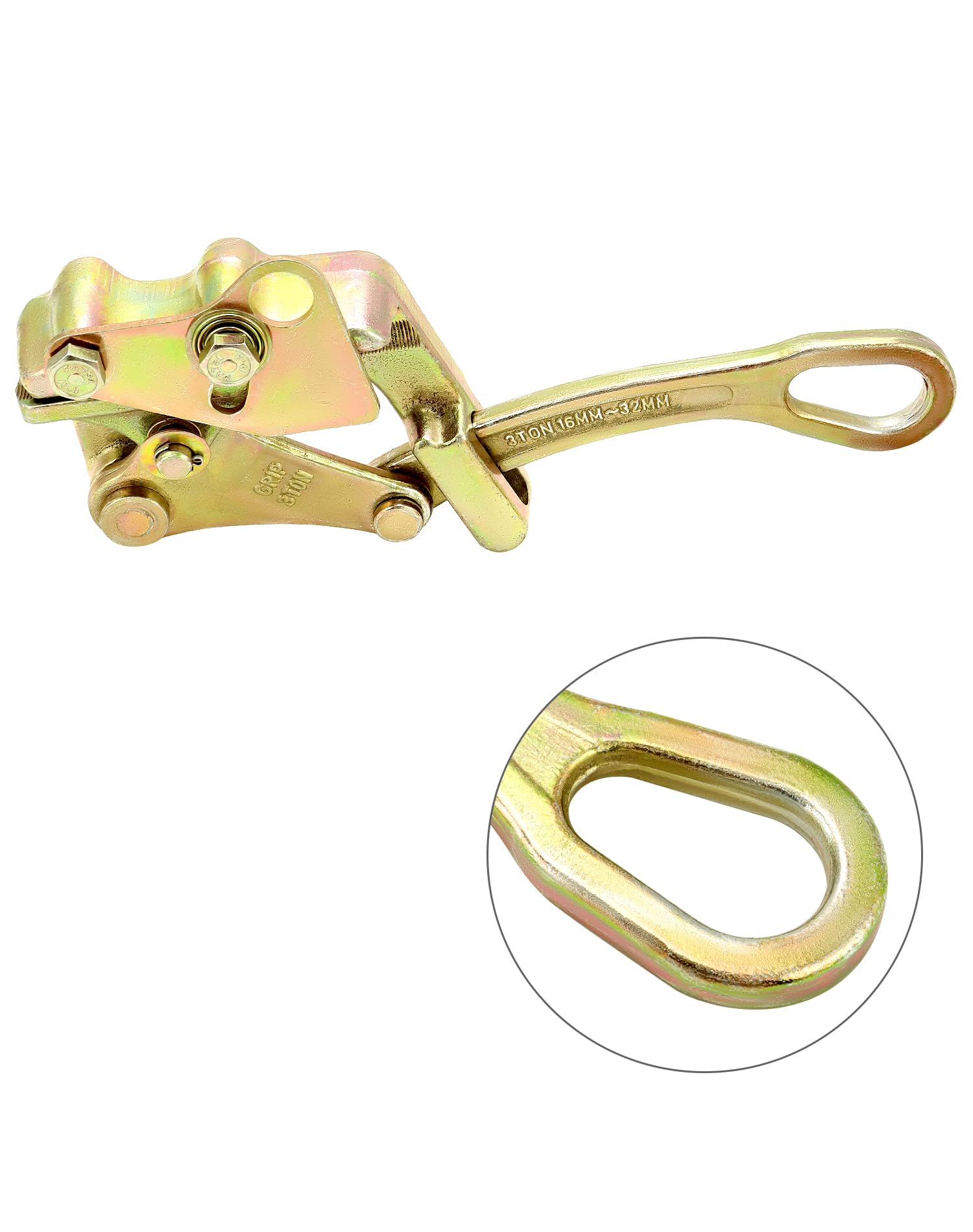 QWORK 3 T Cable Grip Wire Grip Steel Rope Jaw Puller For