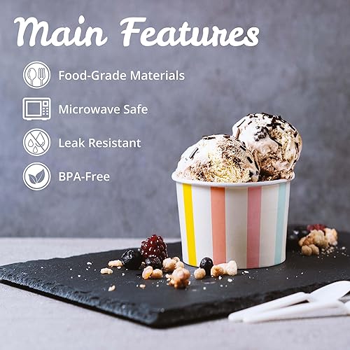 Miniatura 6 de MATICAN Vasos de papel para helado, 50 cuencos de postre desechables de 4 onzas para alimentos calientes o fríos, suministros de fiesta de 4 onzas,