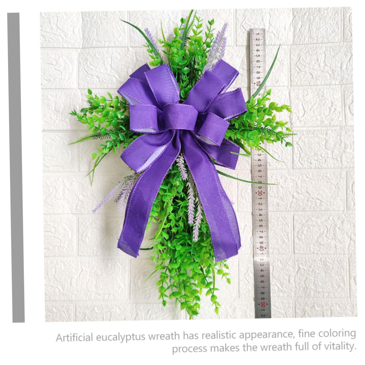 Cabilock Ghirlanda di Pasqua Forma di Croce Ghirlanda per Porta d Ingresso Esterna Decorazioni di Eucalipto e Lavanda per Porte Interne Esterne