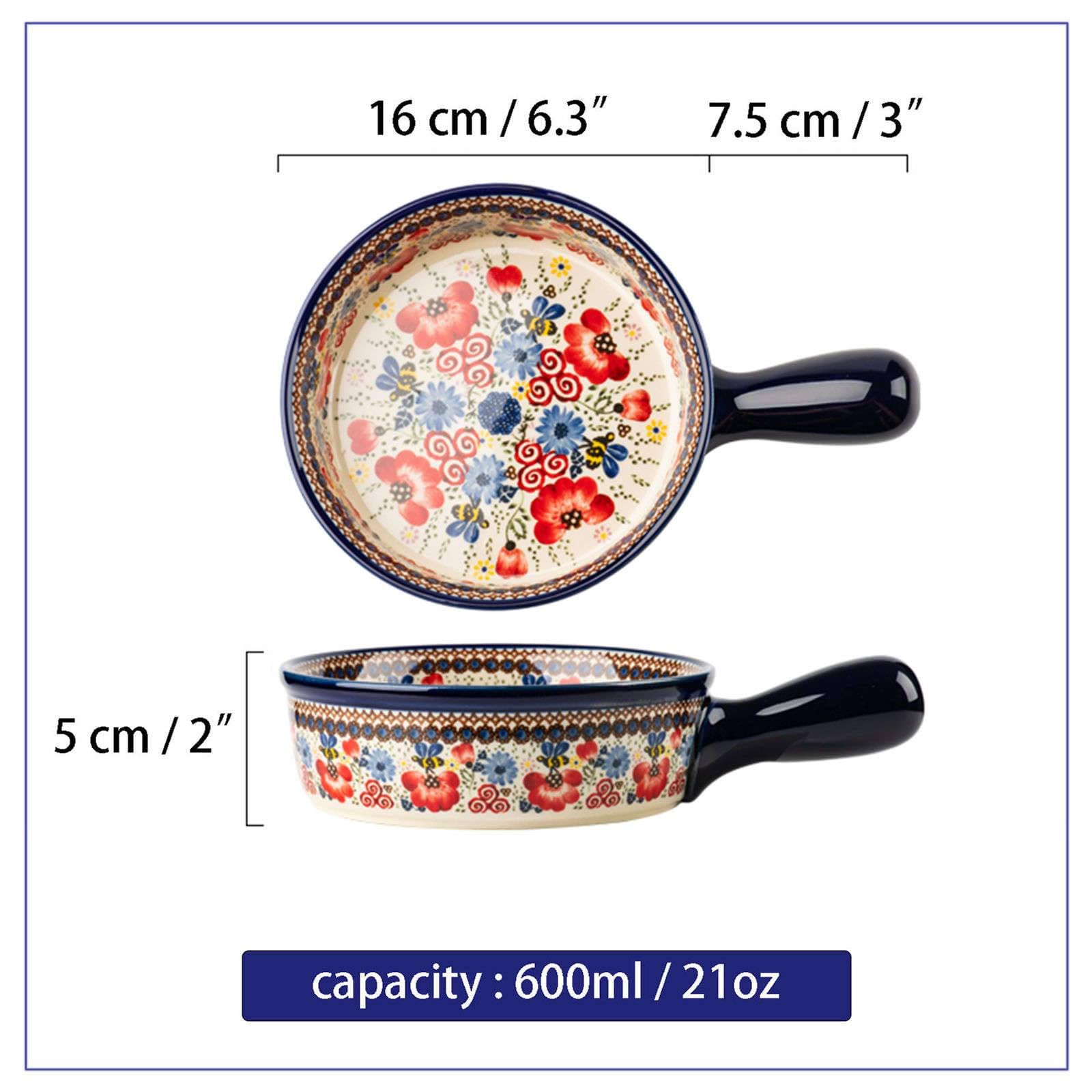 Miski ceramiczne, Ceramiczna miska na makaron instant, miska na zupę cebulową z uchwytem, ​​zastawa stołowa w stylu vintage o pojemności 600 ml, miska ceramiczna, kuchenka mikrofalowa i piekarnik