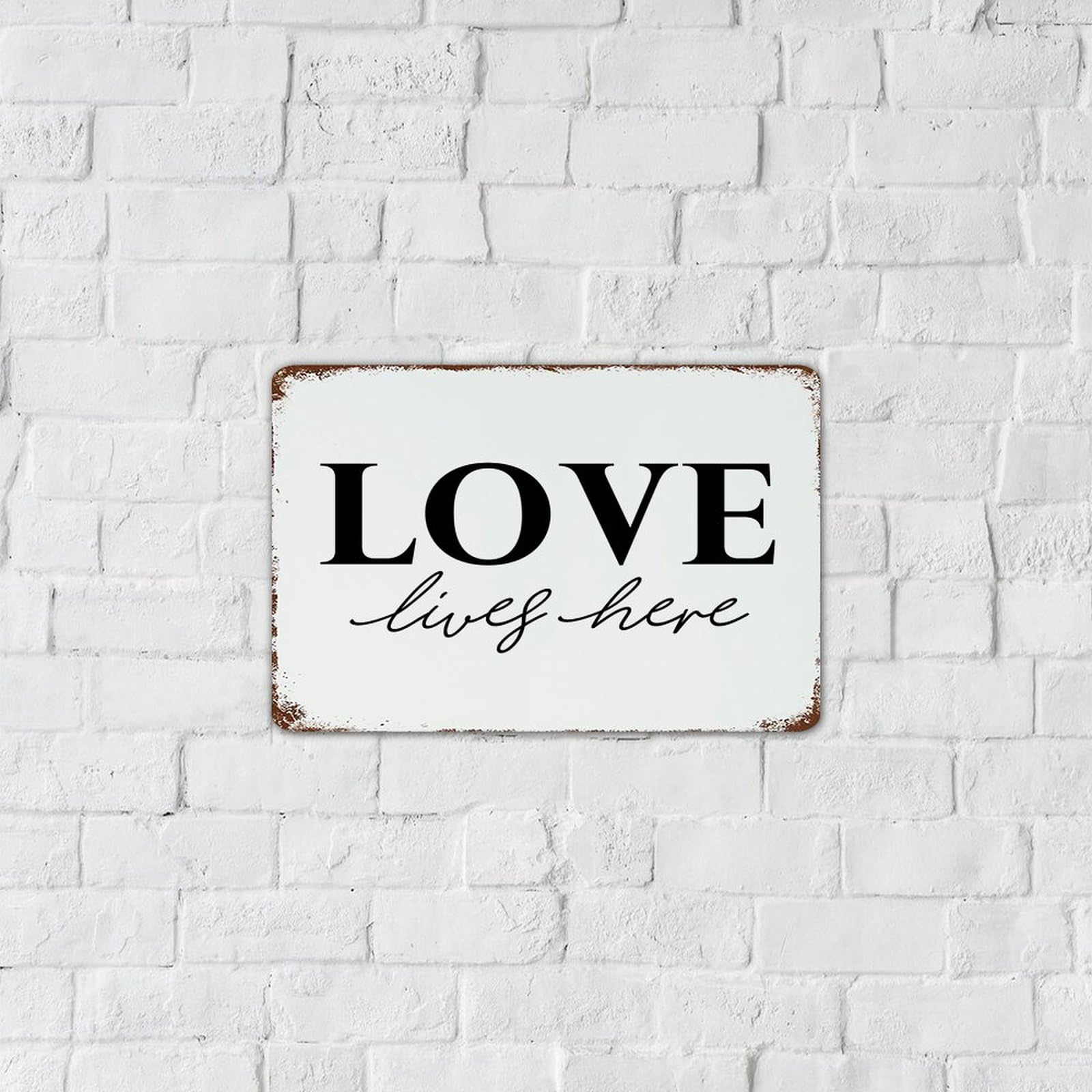 Love 15 x 30,5 cm Targa in metallo con scritta Farmhouse, per cucina, cancello, uomo, grotta, decorazione per garage, targa in metallo per cortile