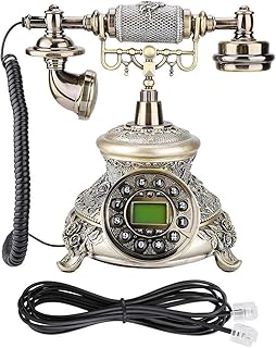 Telefone de discagem giratória, tela de relógio material de resina telefone fixo retro com cabo de conexão para acessórios de tripulação para decoração de escritório para pousadas