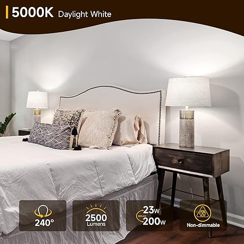 Miniatura 3 de UNILAMP Bombillas brillantes A21, bombillas LED equivalentes a 150-200 W, luz blanca diurna 5000 K, 2500 lúmenes, bombilla de base media E26, no